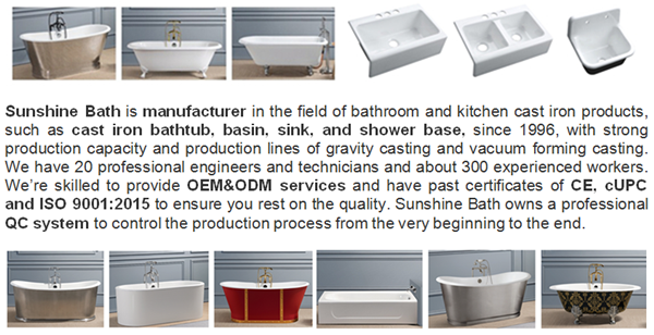 Double End Cheap 69 Cast Iron Bathtub with 7'' Rim Drillings Holes