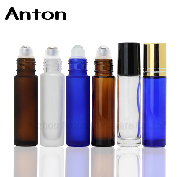 10ml waved Empty Clear Glass Roll-On Attar Bottles Refillable For Essential Oil Aromatherapy Perfume Bottles With Cap