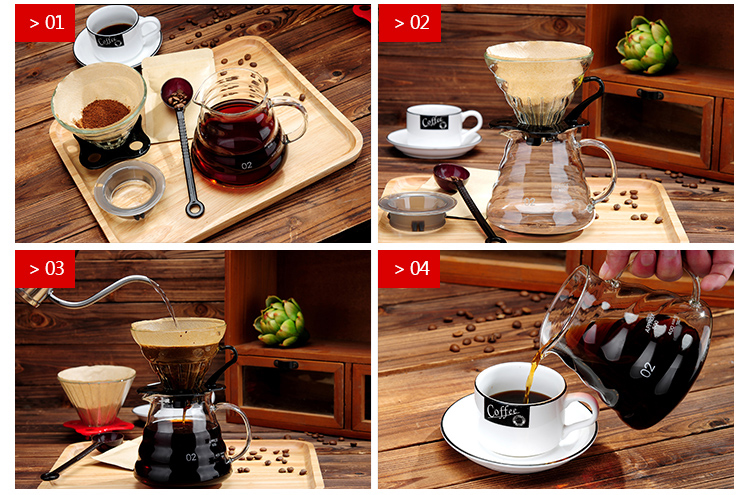 300ml 500ml 700ml 1200ml Heat Resistant Handmade Borosilicate Glass Coffee Pot V60 Coffee Maker