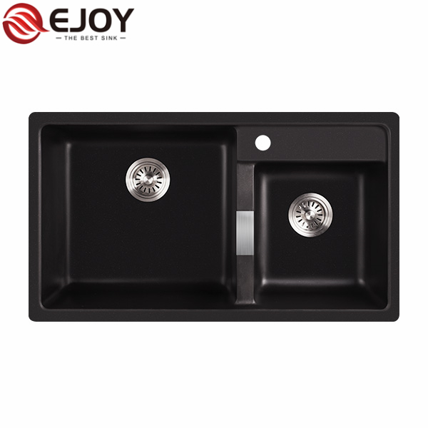 Ejoy High Quality resin granite sinks Customized double bowl granite resin kitchen sink NET8549