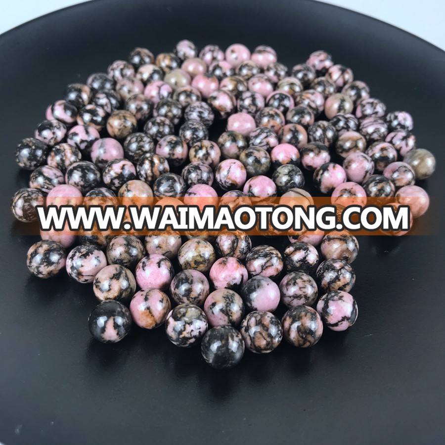 Wholesale Custom natural rhodonite stone small ball for earring stud