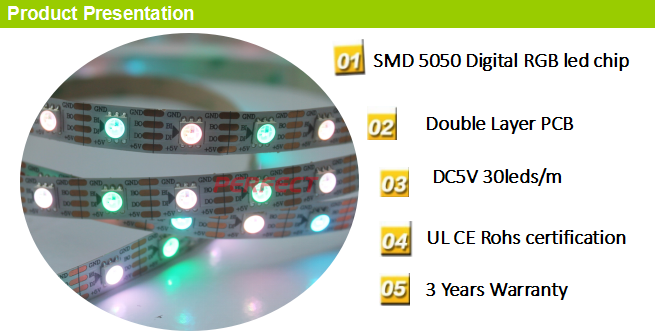 perfect manufacturer 5V 30leds per meter SMD5050 magic RGB WS2813IC  led strip light