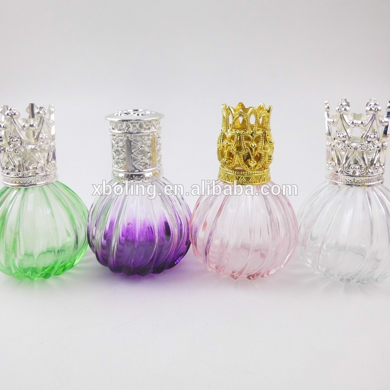 luxury 100ml purple pumpkin essential oil diffuser perfume snuff bottle with crown cap