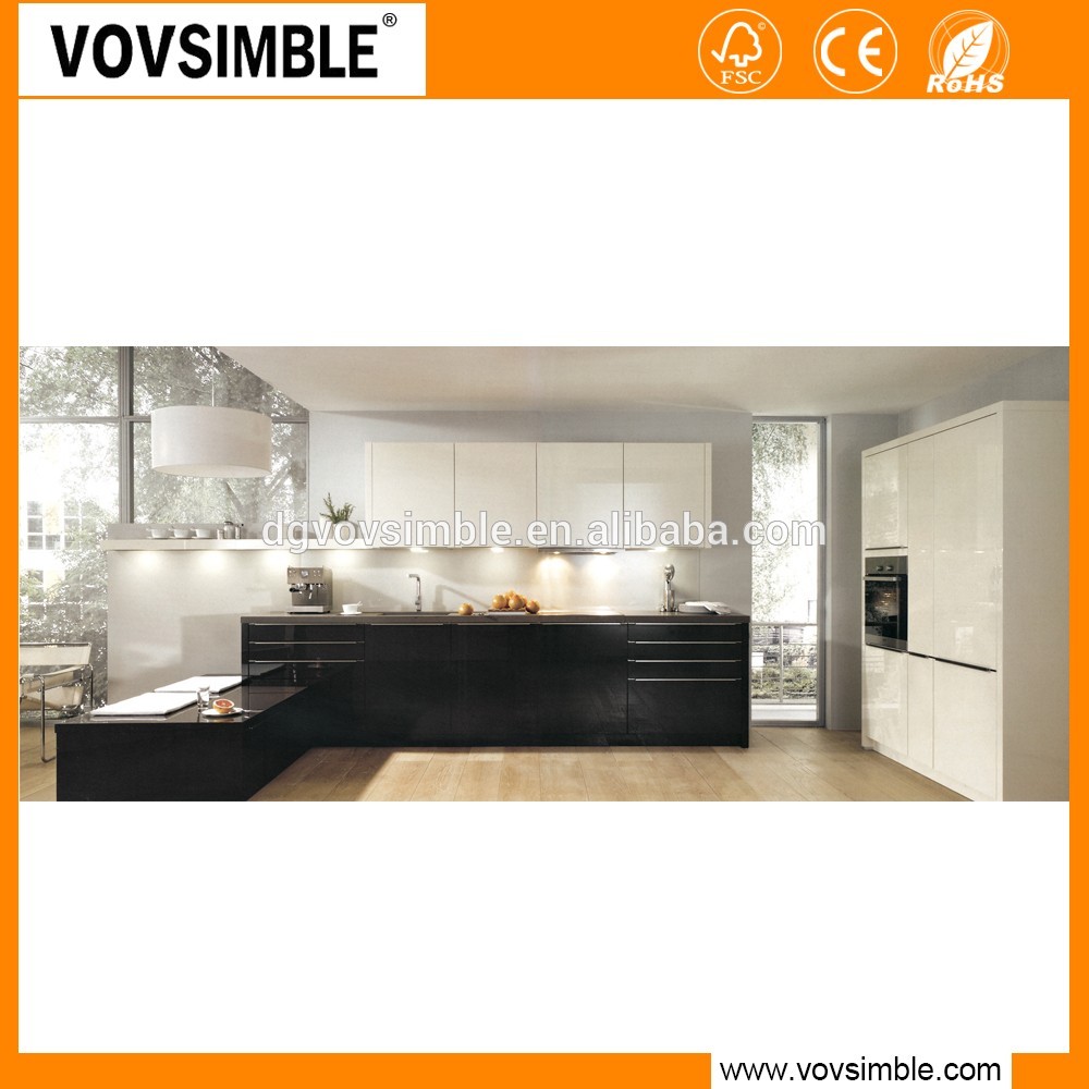 High Gloss straight shape white color lacquer modern kitchen cabinet