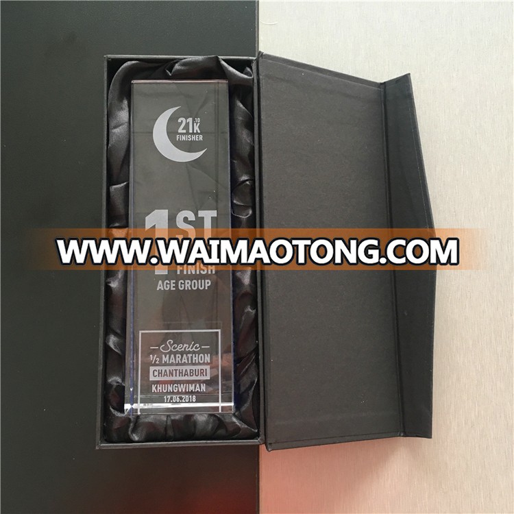 marathon crystal trophy award With custom words engraved for souvenir gift