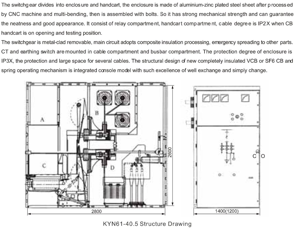 High Quality KYN61-40.5 Indoor Removable Metal-clad Switchgear MV Switchgear