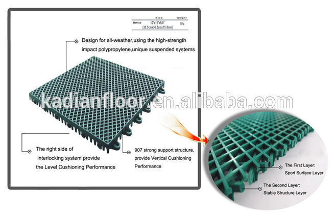 pp outdoor interlocking plastic floor tile for basketball court