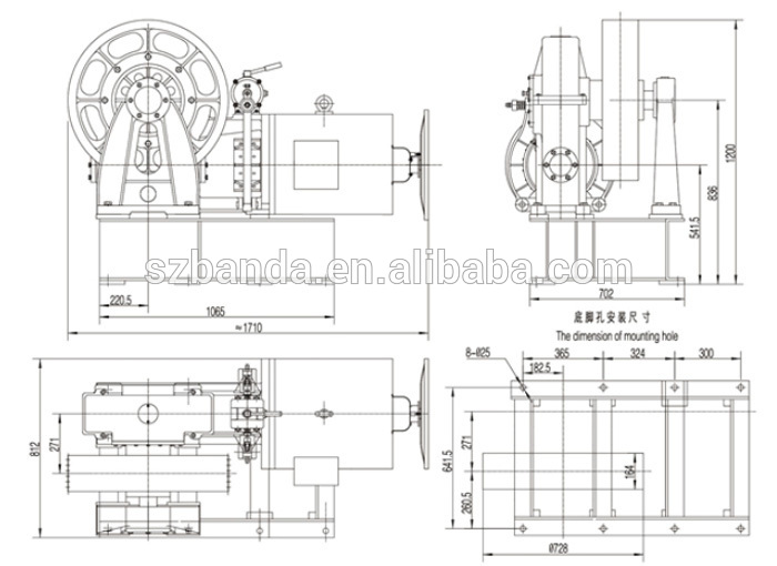 VVVF Elevator Geared Traction Machine BD-YJ300, Lift Motor