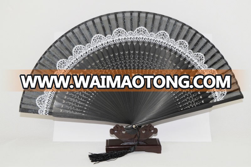 wedding gift fan,black lace fan,elegant hand fan