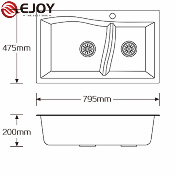 High Quality black double bowl kitchen sink Customized kitchen sink granite