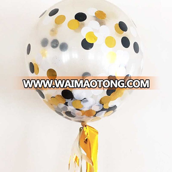 12 Inch 2018 Amazon Supply Clear Confetti Latex Balloon With Mixed Color Confetti for Party Decoration