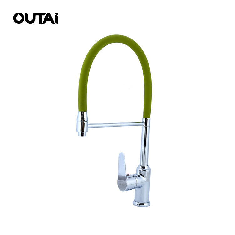 Cheap green color anti-splash brass kitchen faucets single handle kitchen mixer faucet