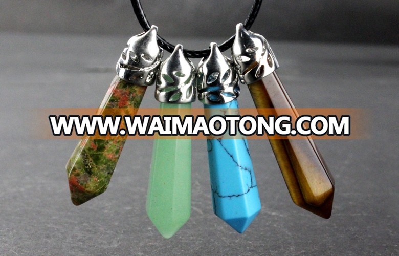 Wholesale Assorted Gemstone pendant,Crystal healing two hexagonal point pendant