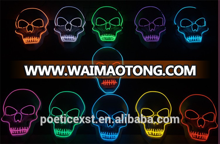 PoeticExst Halloween Costume Flashing Led Face Mask For Party, Funny EL Wire Mask,Led Mask Party