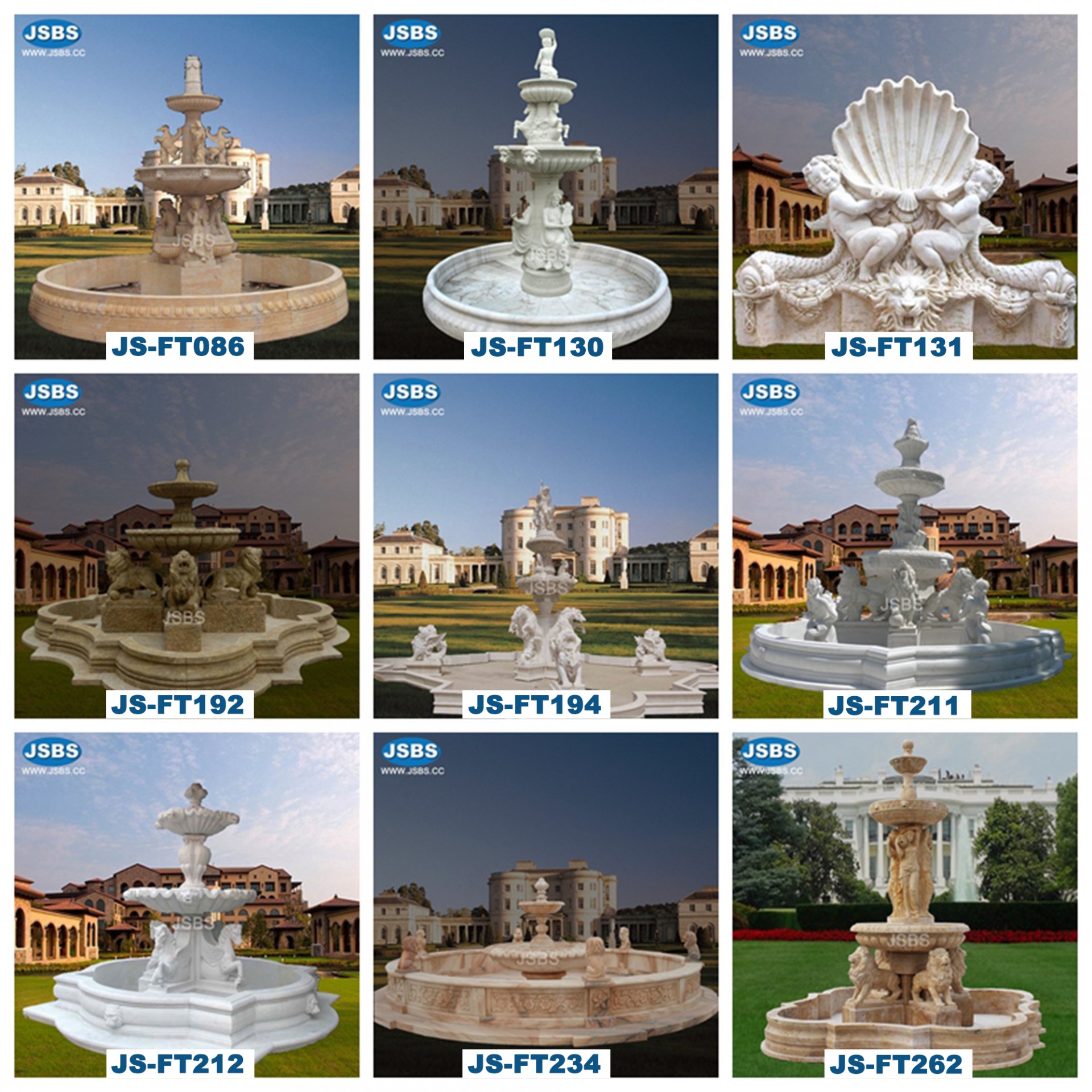 famous white marble large outdoor fountain