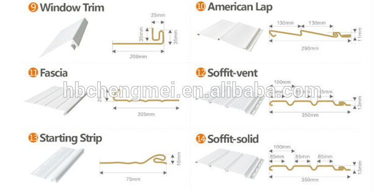 Waterproof ASA Plastic synthetic resin pvc vinyl sidings, exterior wall cladding