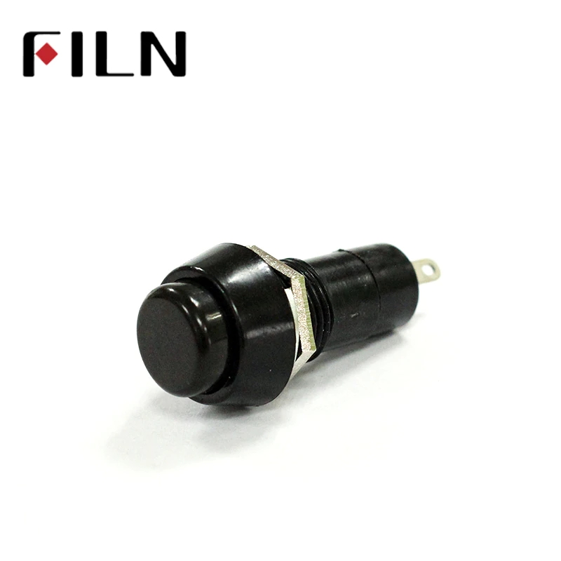 Filn PBS-11A PBS-11B red green 12mm plastic ON OFF latching  off-(on) Momentary push button switch 2pin 1A 250V