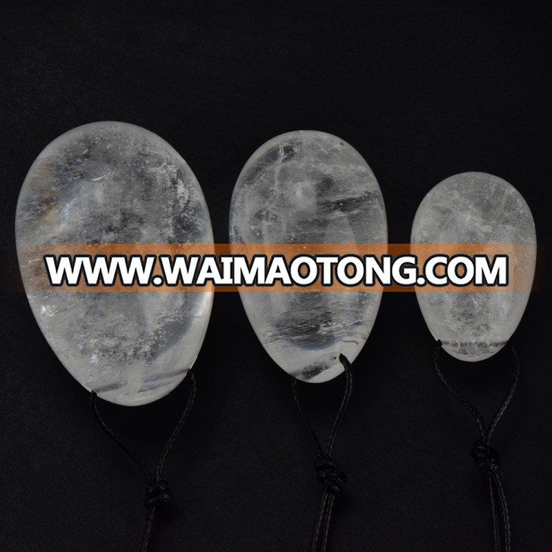 3pcs/set natural clear rock quartz eggs, carved kegel quartz yoni eggs for sale