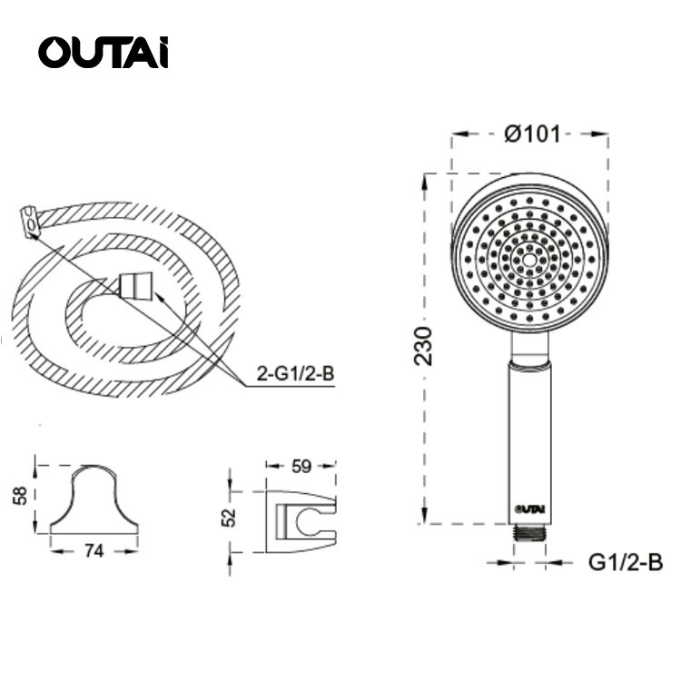 Multi functional high pressure held hand big rainfall bathroom shower head