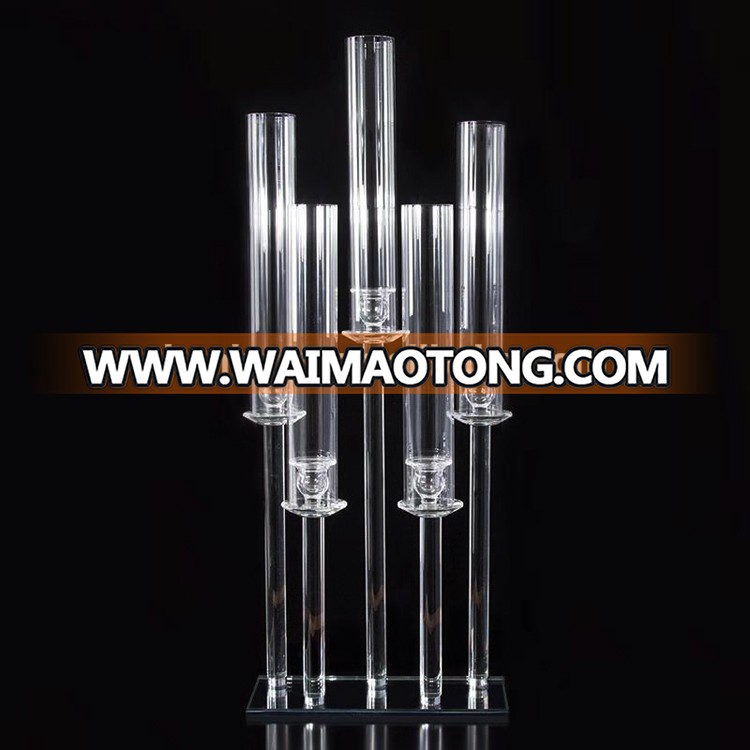 bulk tall glass candlestick holders 5 lights crystal candle holder