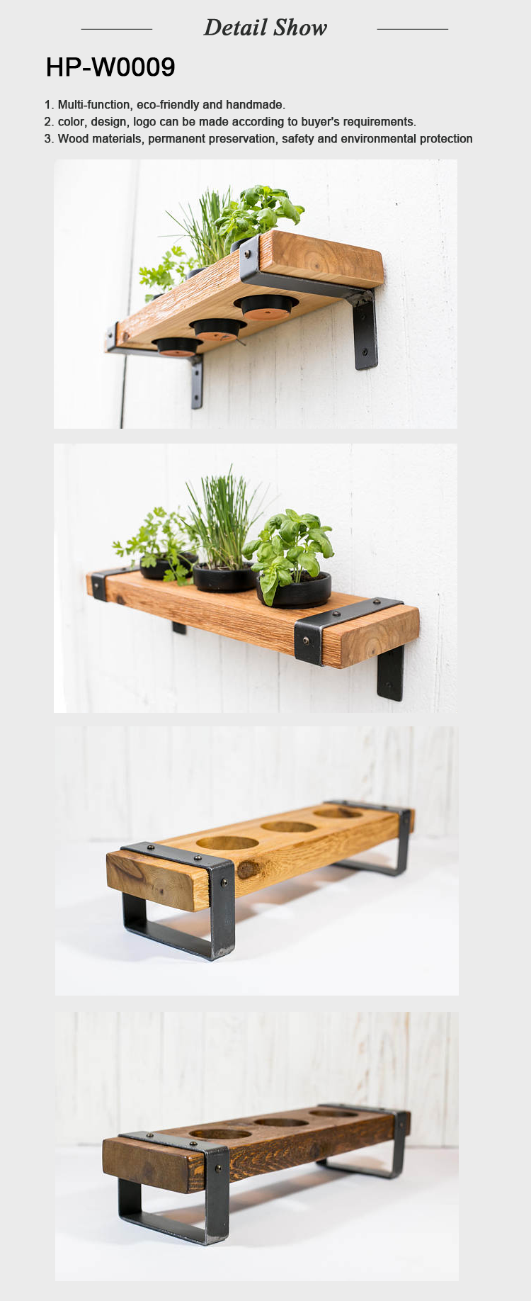 Eco-Friendly Solid Wood Wooden Shelf Planter