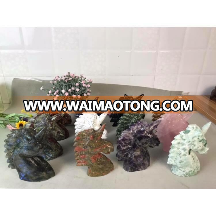 wholesale customized quartz crystal unicorn carvings hand carved