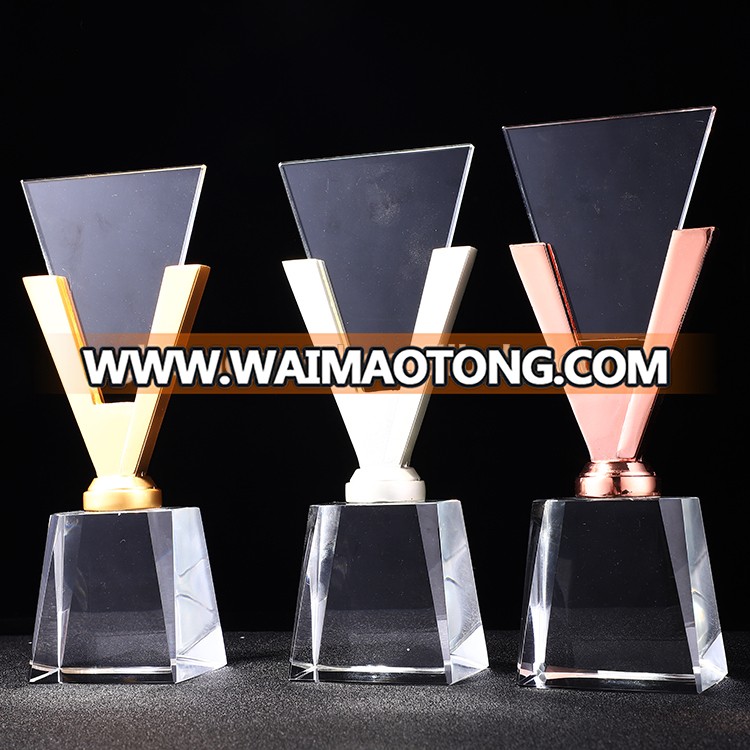 Wholesale crystal trophy glass cheap crystal award custom  trophy crystal award