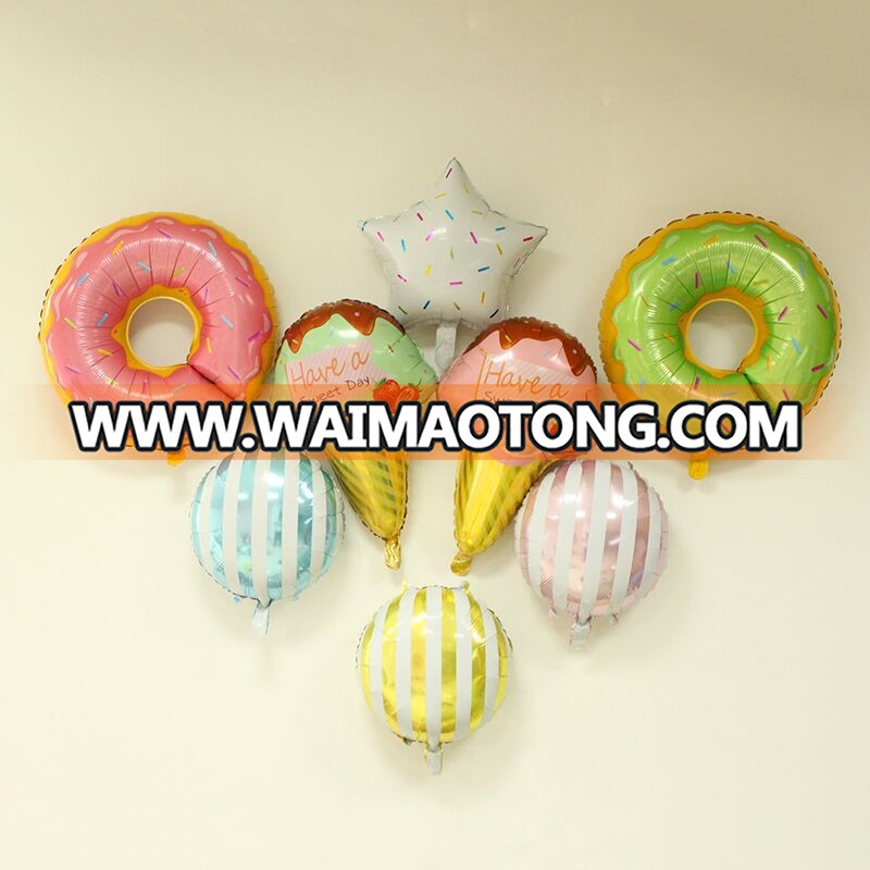 Mylar Helium Donut Ice Cream Shaped Kids Party Supplies Foil Sprinkle Doughnut Balloons Star Candy Style Balloon