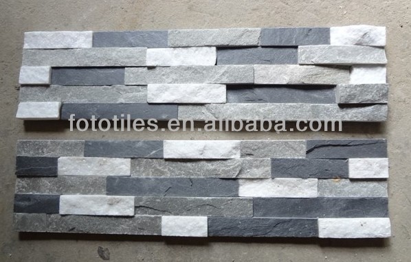 Exterior brick wall field stone tile