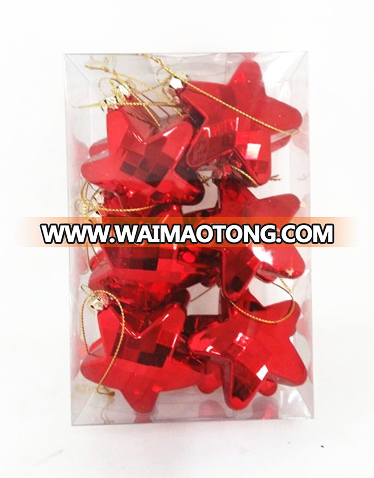 Pack of 12pcs 6cm plastic star tree decoration