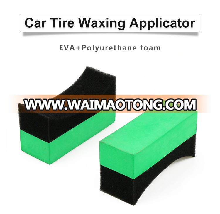 Polyurethane Large Size EVA Car Tire Cleaning Foam Pad Green Sponge Tyre Waxing Applicator