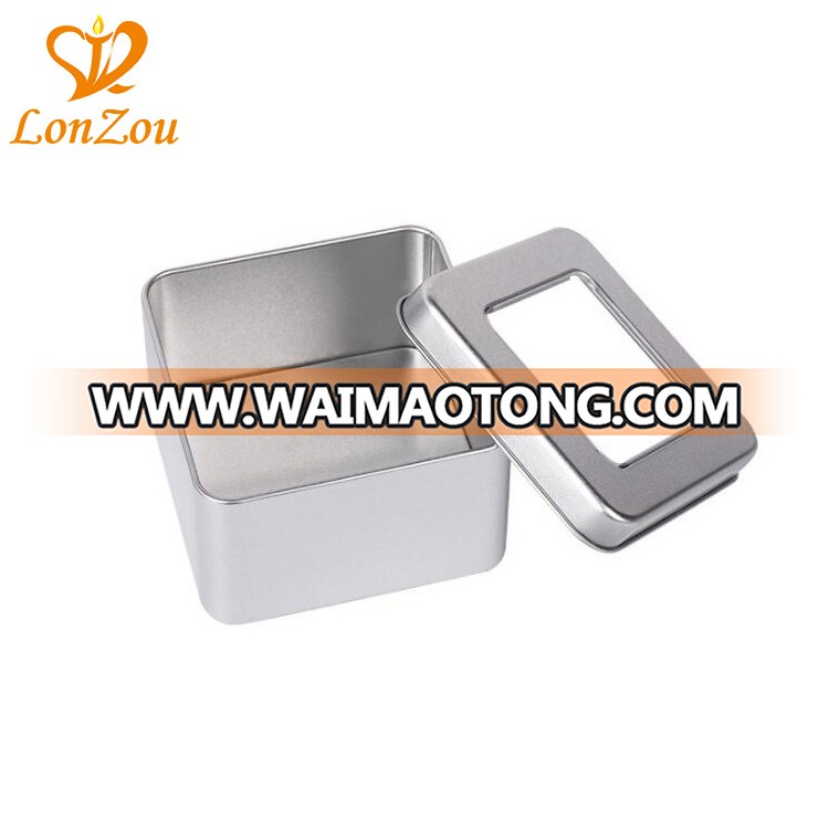 Square window tin box chinese cheap multifunction biscuit tin box with window