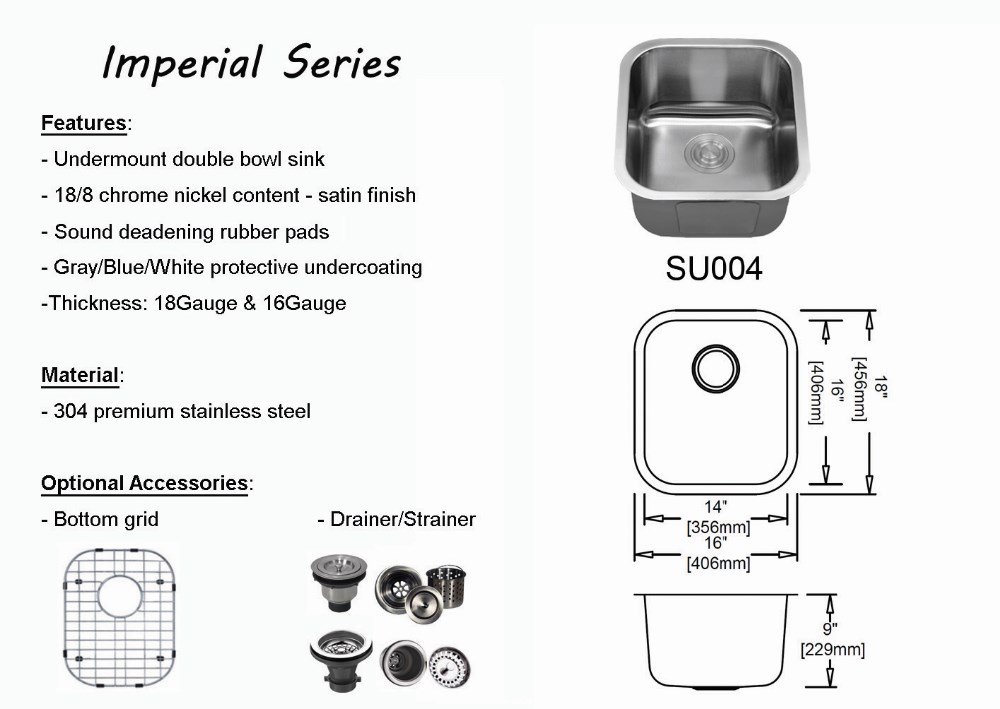 Kitchen Stainless Steel Small Bar Sink Single Bowl Sink