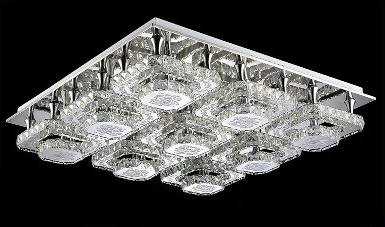 Square modern luxury LED crystal ceiling lamp