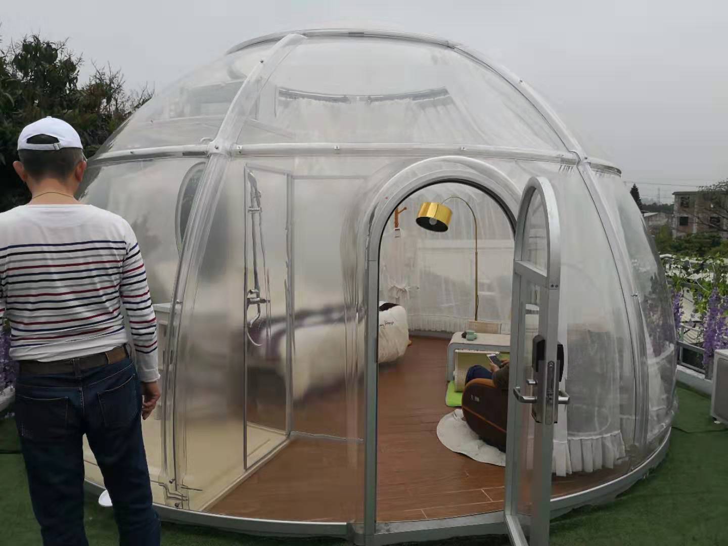 Safety Outside Glamping House Tent 2m-8m diameter Clear Dome House