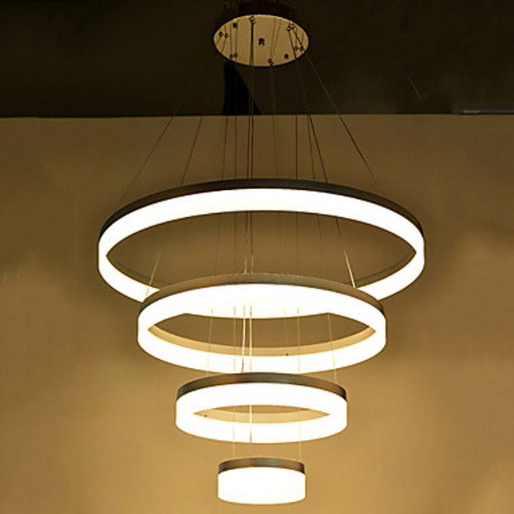 Classic style Fixture 3 Ring Circle Color Changing Aluminum Acrylic LED Chandelier Pendant Light