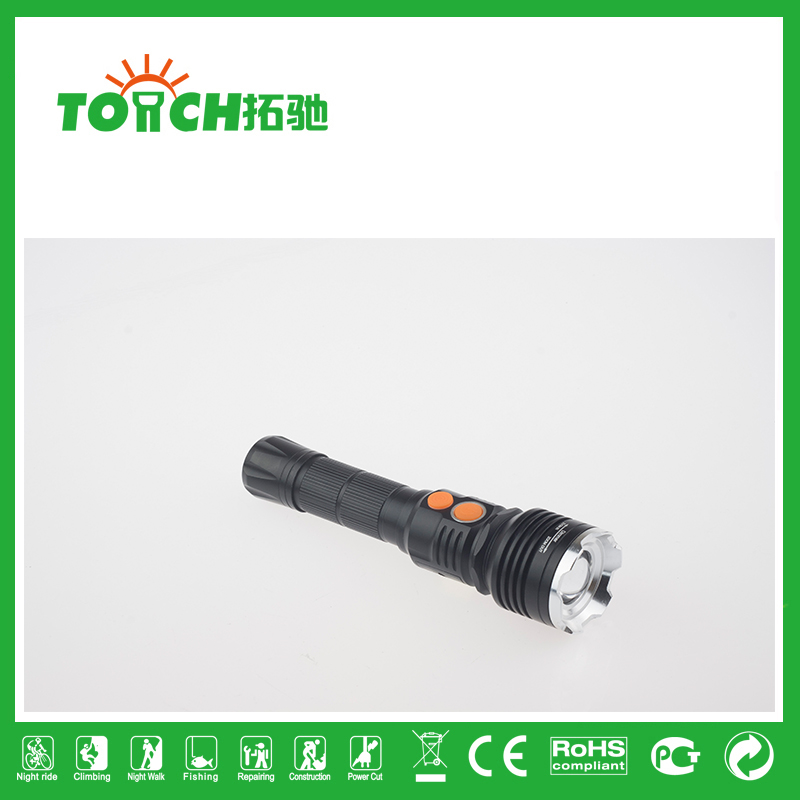 Waterproof rechargeable Alloy Zoom battery tactical Aluminum COB zaklamp Adjustable bright focus flashlight Torch