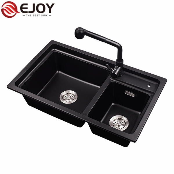 High Quality double sink granite sink Customized granite black sink