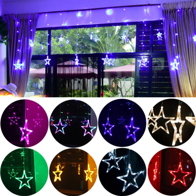 Star Curtain Lights, Window Curtain Fairy String Lights for Festival Christmas/Wedding/Party/Garden Decorations