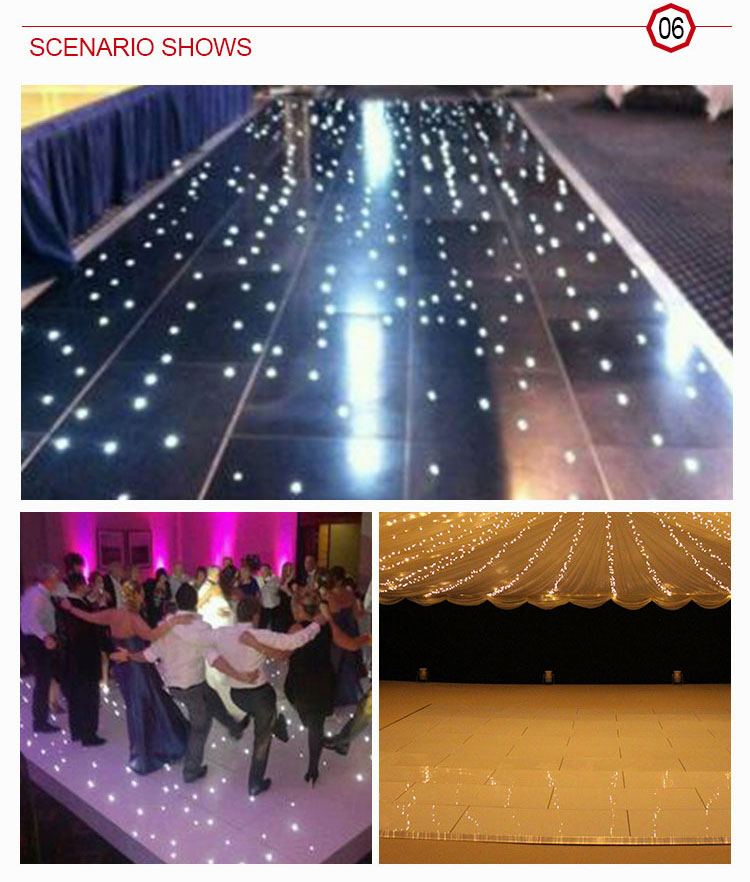 High density easy assembly portable pure Acrylic Starlit white/black dance floor