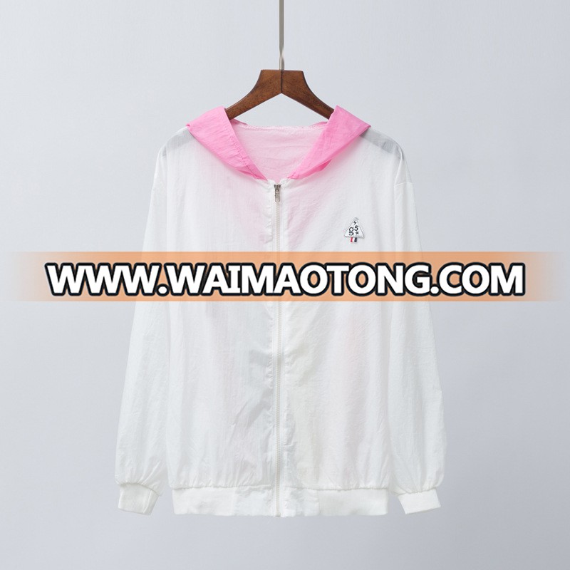 Summer Female Thin Stripe Short Thin Coat Jacket Baseball Uniform Air Conditioning Cardigan Printing Sunscreen Clothing