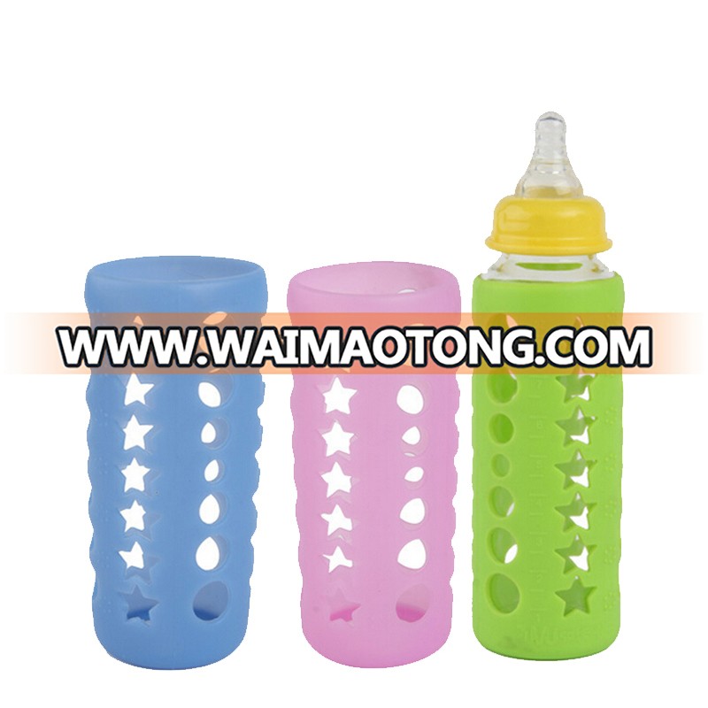 High quality Bpa free silicone sleeves for baby glass bottle