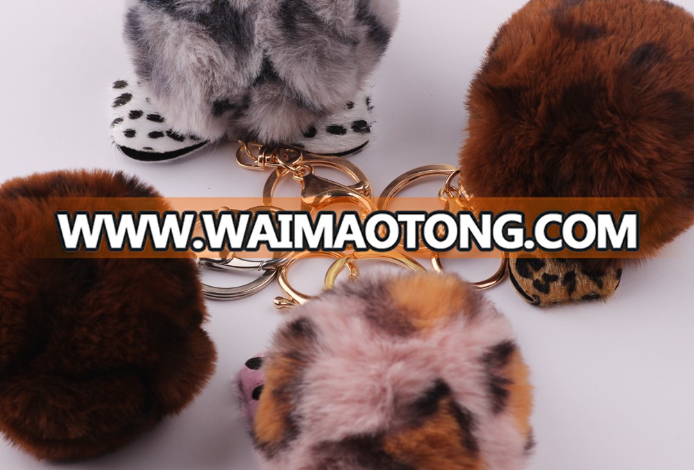 leopard print llaveros marvel pompom fur pom pom pon plush keychain custom metal keyring jordan funko pop promotional keychain