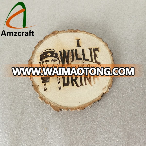 Engraved Wedding Date Wooden Keyrings , Inexpensive Wood Log Keychains