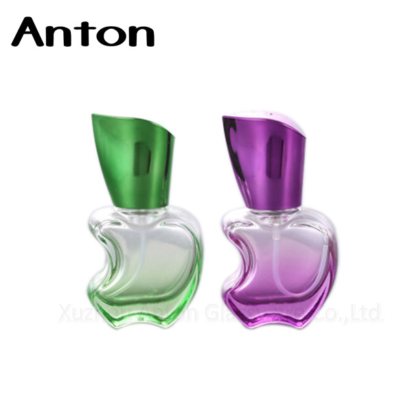 Small 8ml gourd shape glass perfume bottle with aluminum spray lids