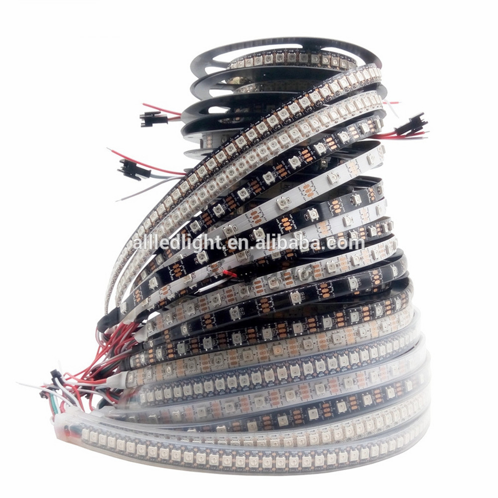 DC12V WS2815 pixel led strip light,Addressable Dual-signal Smart,30/60 pixels/leds/m Black/White PCB,IP30/IP65/IP67