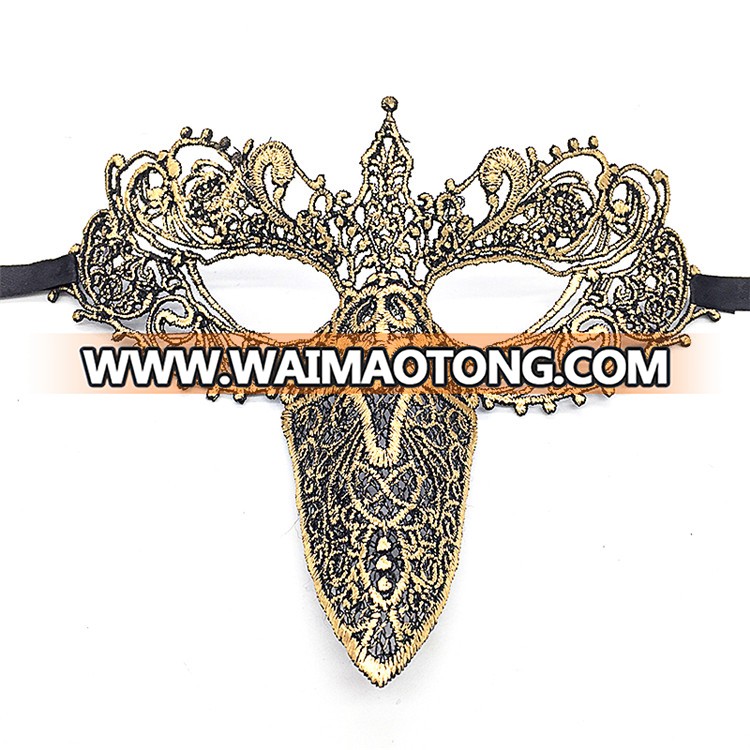 PoeticExst Assorted Wholesale Colors Sexy Party Mask Lady Masquerade Long Nose Lace Mask