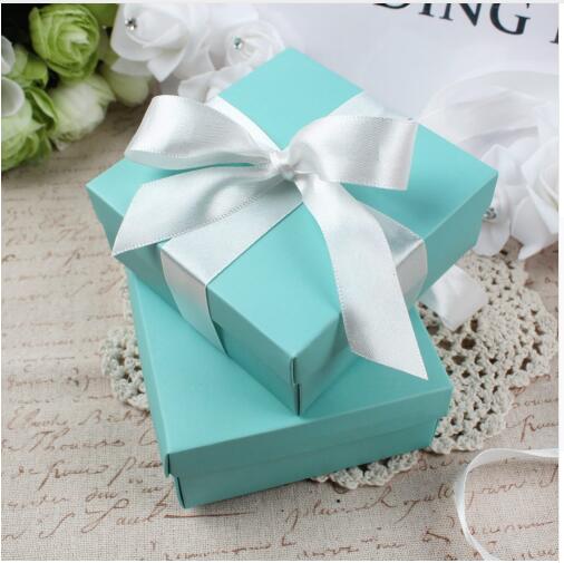 Wedding Favors and Gifts Box Blue Paper Gift Bag with Silk Ribbon for Wedding Decorations Event Party Wholesale