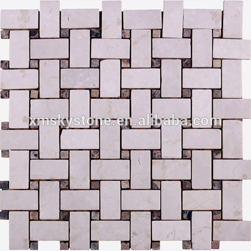 SKY-M058 Sharped Light Grey Woven Pattern Pastoralism Mosaic Tile