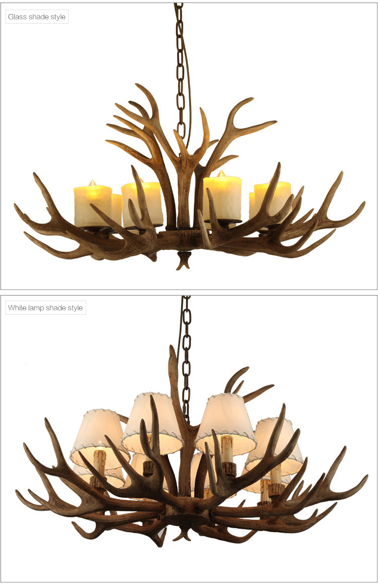 New American Country Style Modern 8 Lights Chain Antler Chandelier